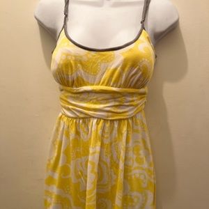 Charlotte Russe Yellow , White & Gray Padded  Strap Above The Knee Summer Dress